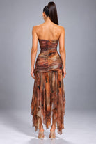 Women's Strapless Ruched High-Low Maxi Dress – side view