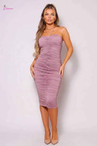 Strapless midi dress front view - Epicplacess