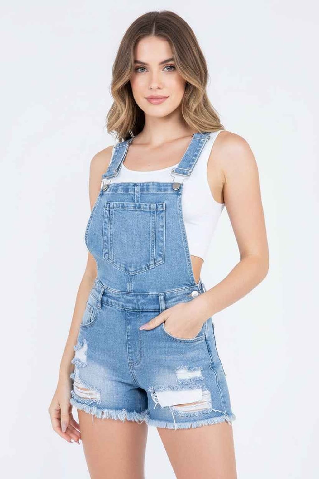 Blue overalls outfit view - Epicplacess