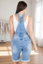 Blue short overalls back view - Epicplacess