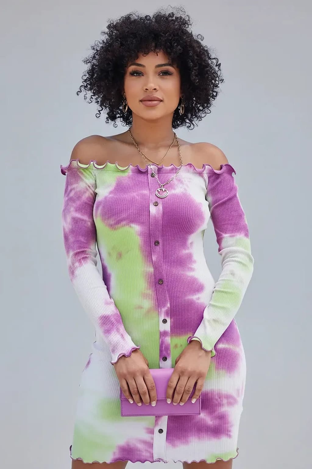 Tie-dye mini dress front view - Epicplacess