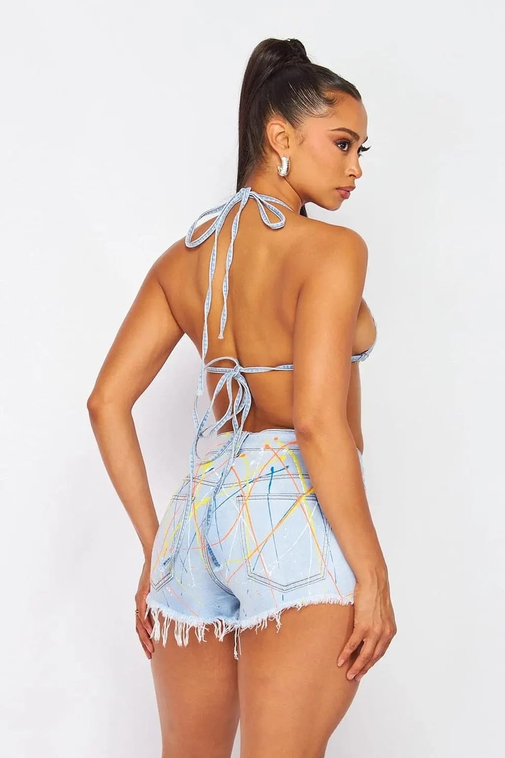 Denim short set front view - Epicplacess