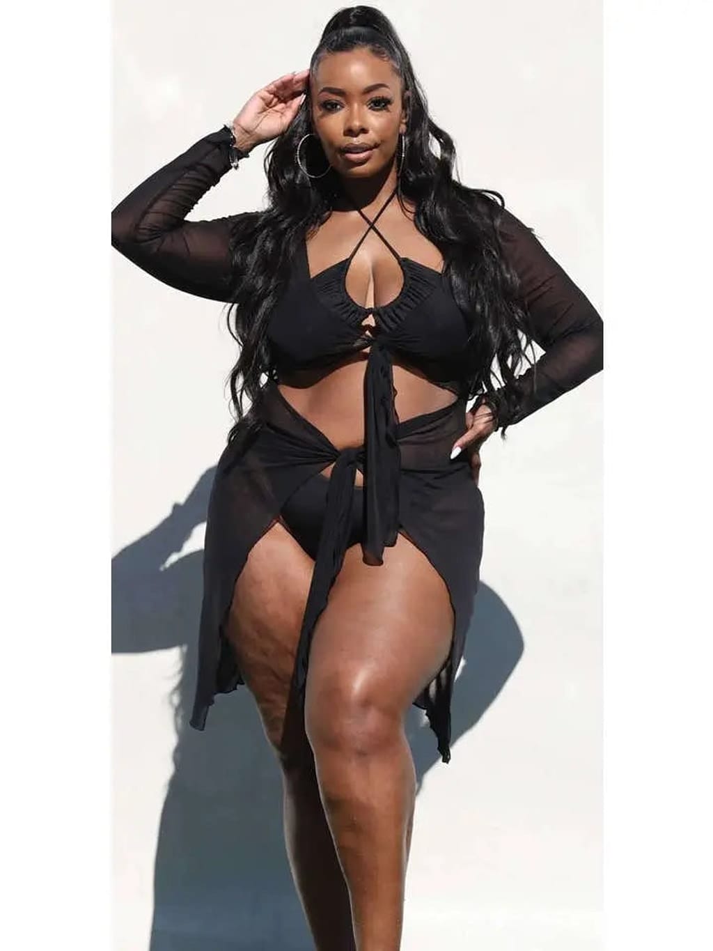 Tie-front mesh beach cover-up - Epicplacess