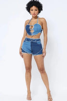 Blue denim matching set detail - Epicplacess