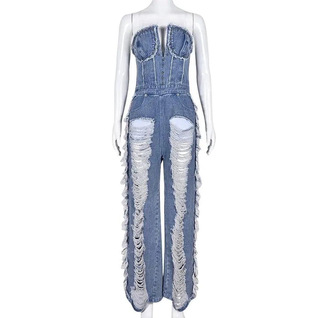 Denim jumpsuit front view - Epicplacess