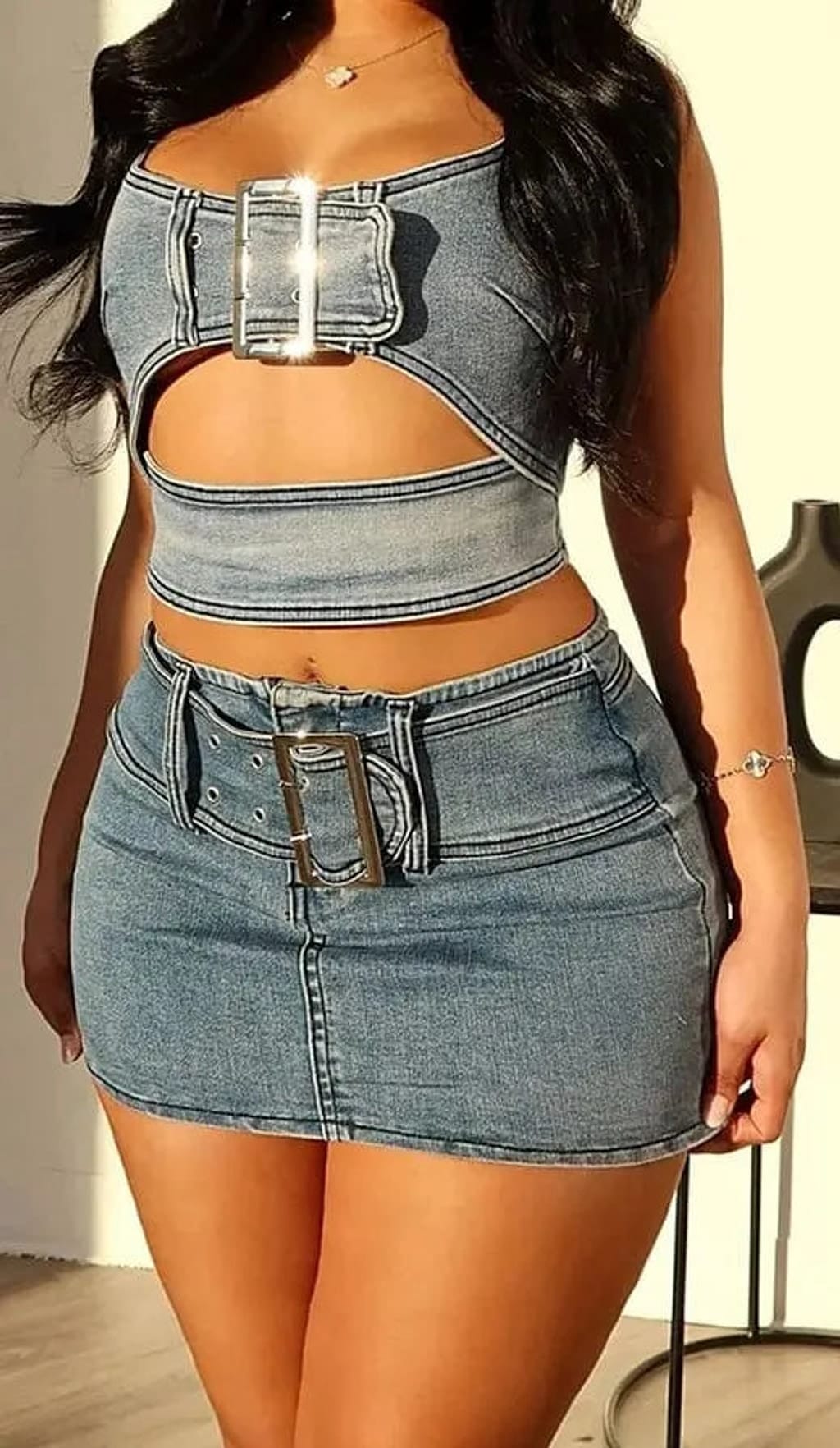 Stylish Women's Denim Skirt Set - Epicplacess