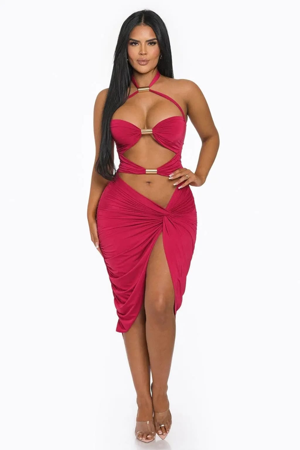 Pink cutout midi dress detail - Epicplacess