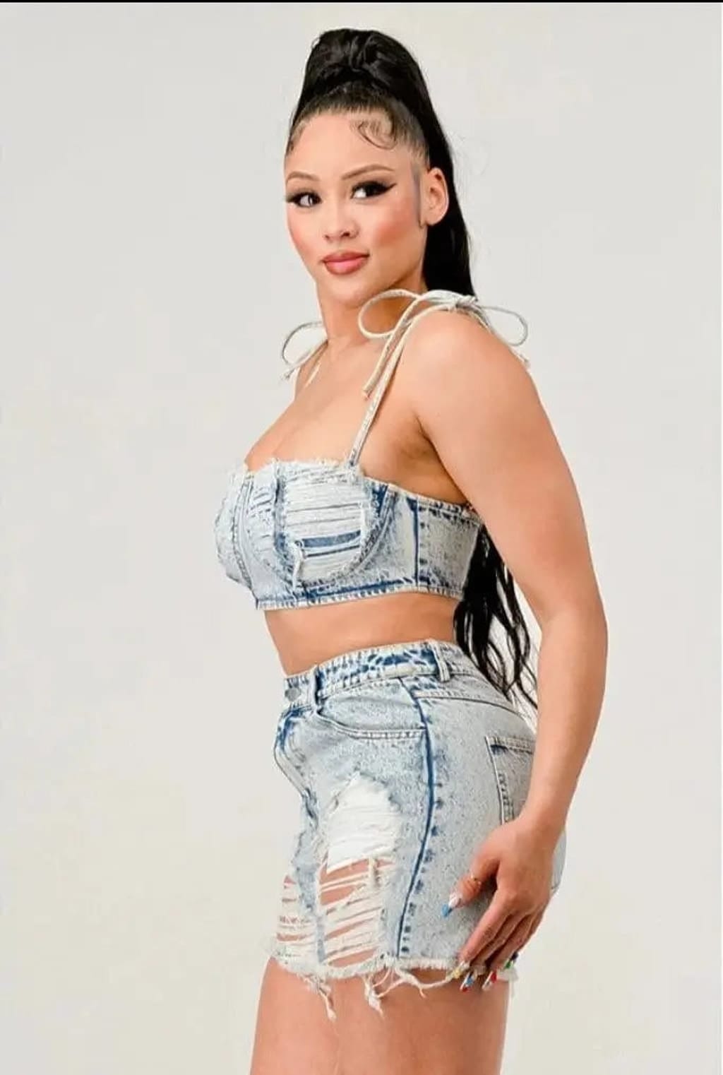 Denim shorts set detail - Epicplacess