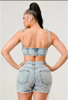 Denim shorts set back view - Epicplacess