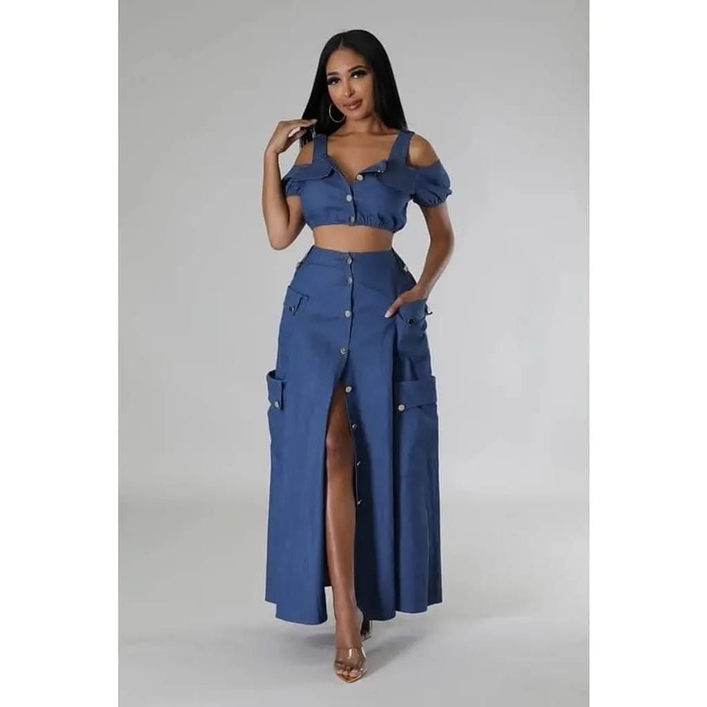 Night Angel off-shoulder crop top and skirt set - Epicplacess