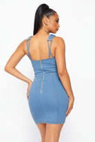 Light blue denim dress back view - Epicplacess