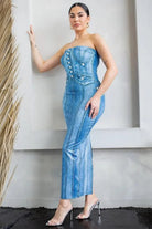 Denim midi dress side view - Epicplacess