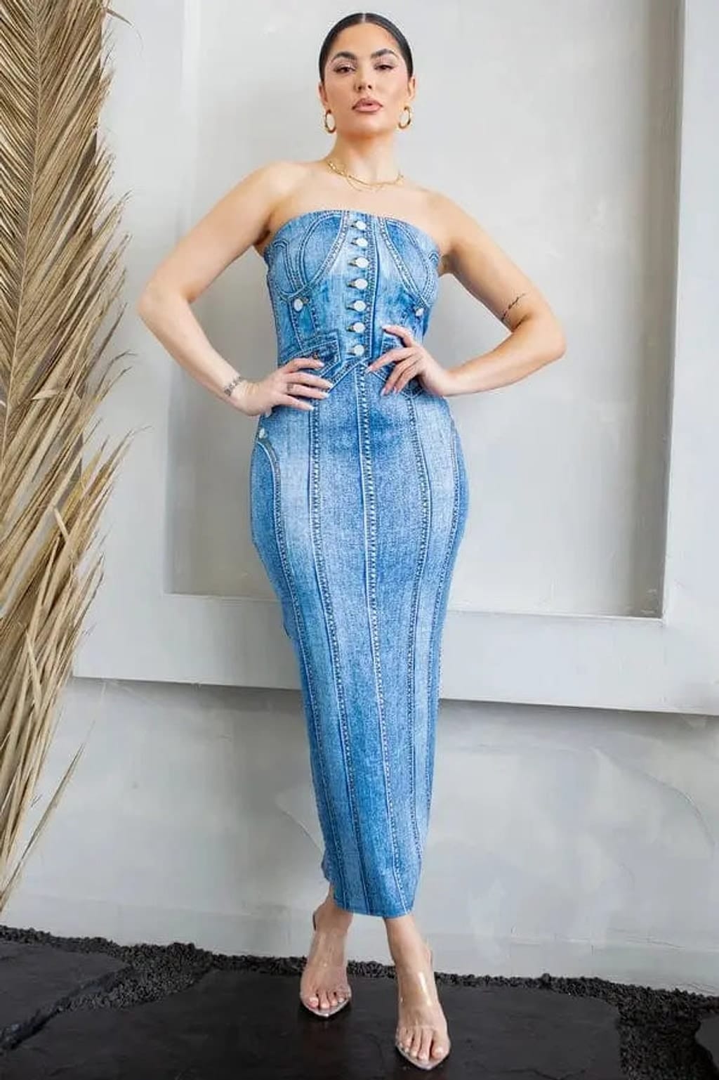 Midnight Luxe denim midi dress - Epicplacess