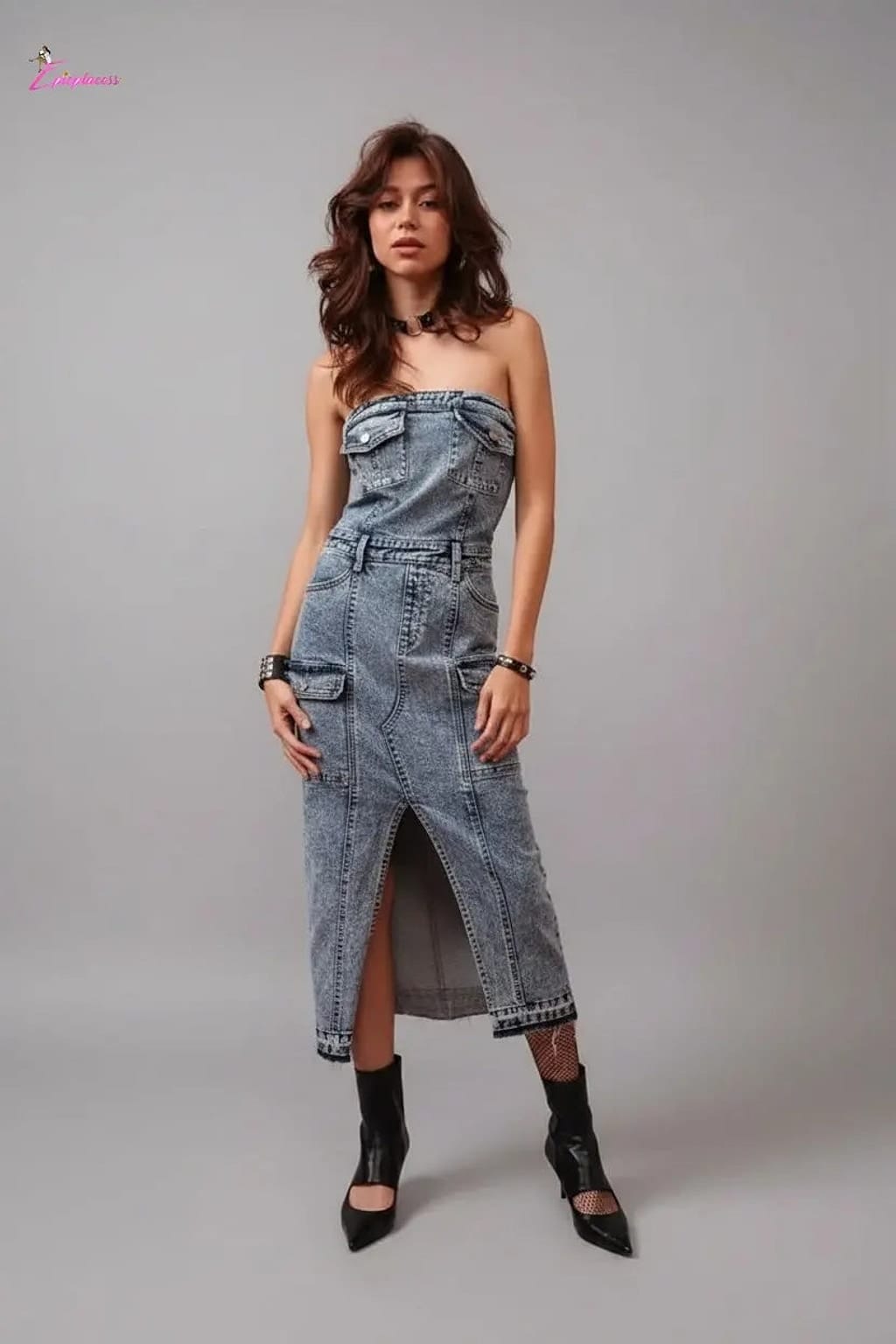 Denim wrap dress side detail - Epicplacess