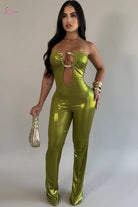 Green capri jumpsuit front view - Epicplacess