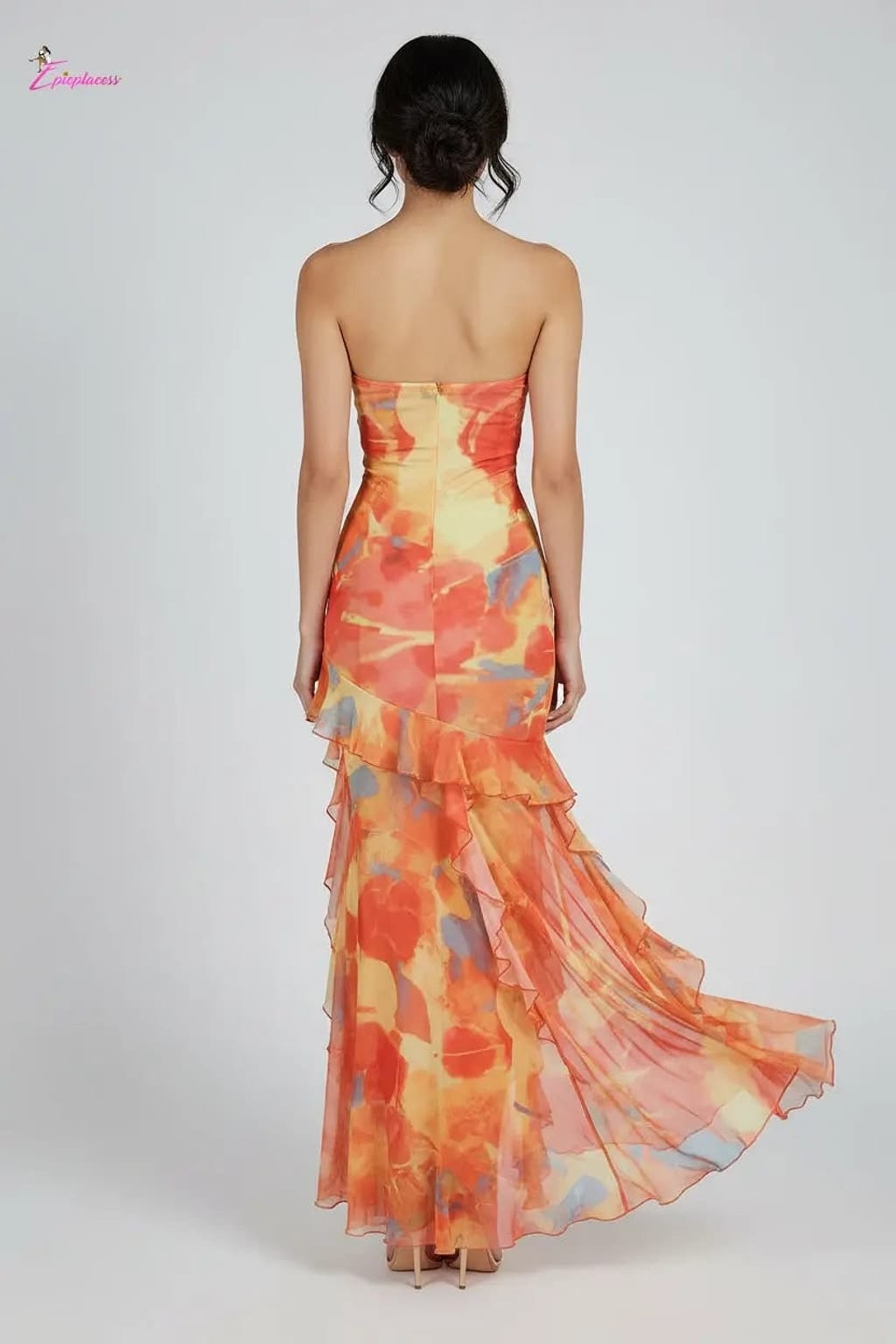Orange mini dress front view - Epicplacess