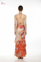 Floral halter maxi dress front view - Epicplacess