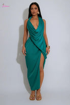 Draped cowl neck maxi dress - Epicplacess