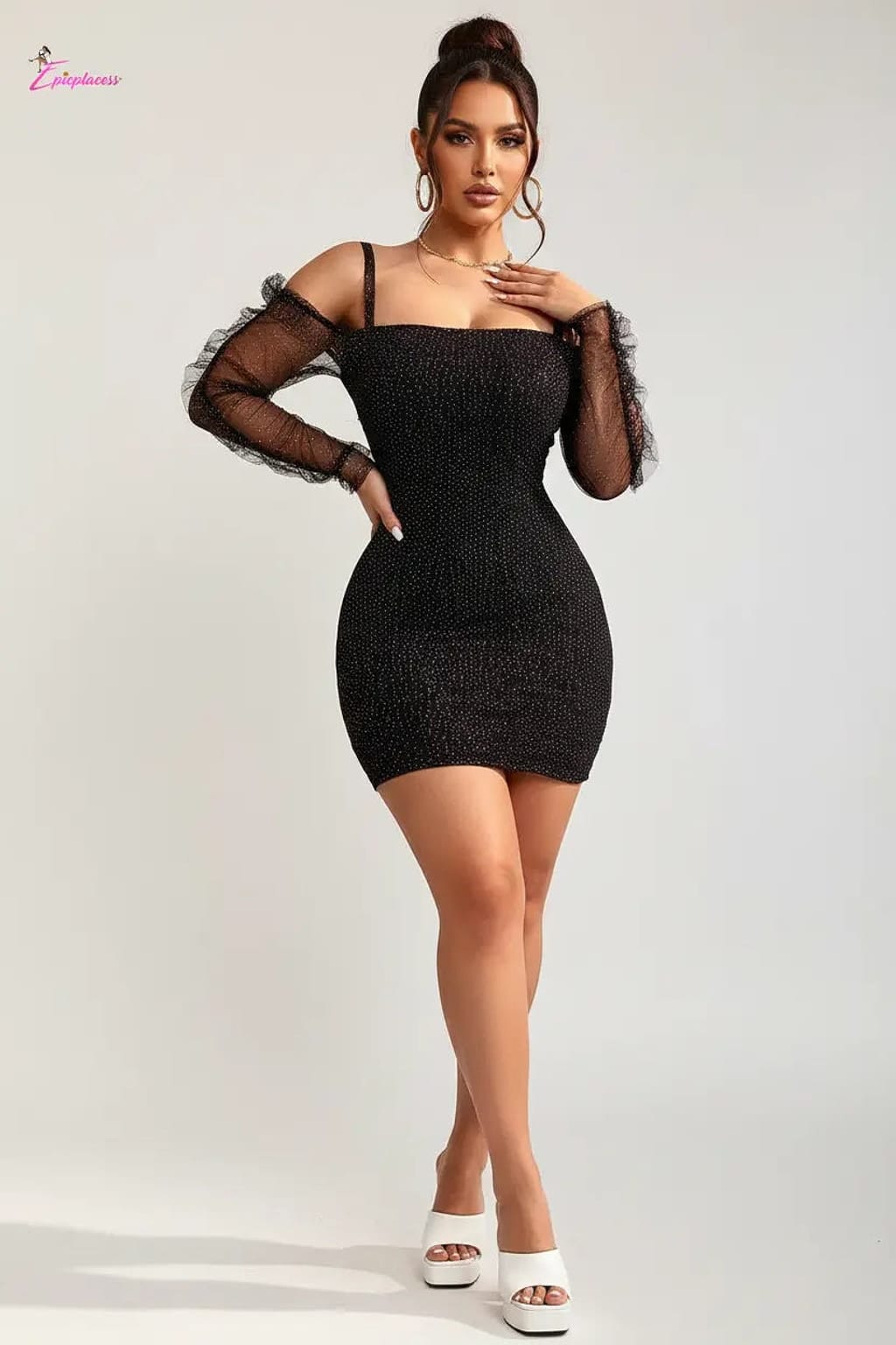 Black rhinestone mini dress - Epicplacess