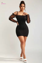Black rhinestone mini dress - Epicplacess
