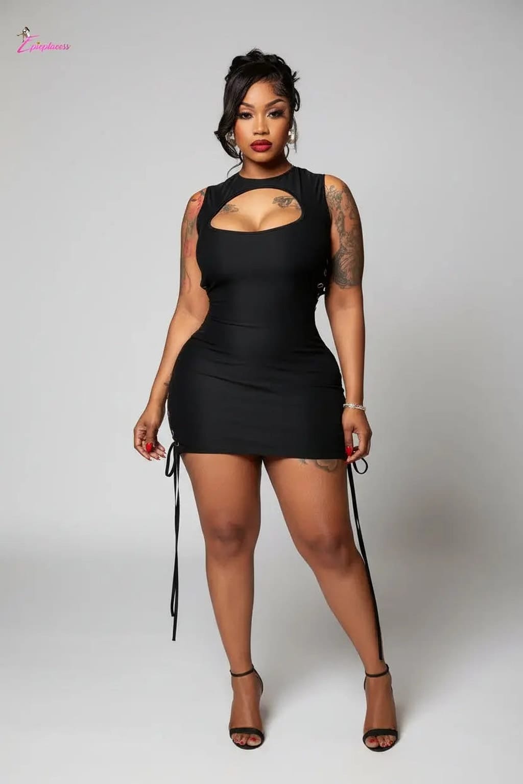 Black lace-up corset mini dress - Epicplacess