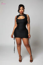 Black lace-up corset mini dress - Epicplacess