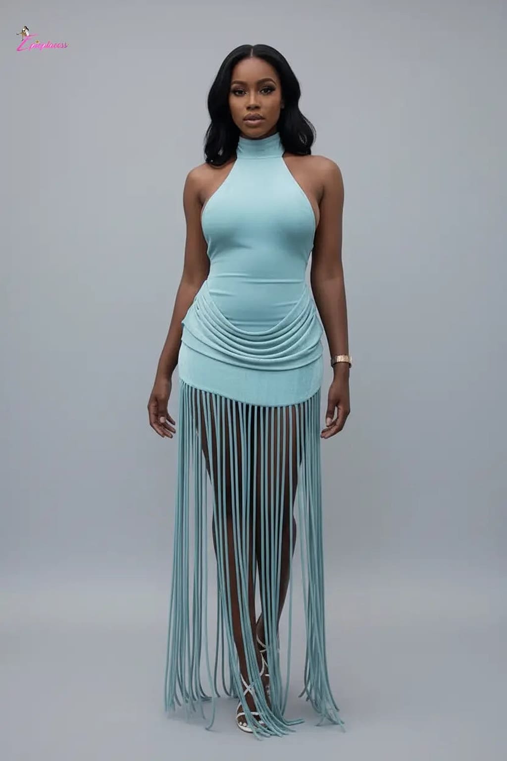 Halter fringe maxi dress - Epicplacess