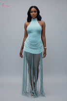 Halter fringe maxi dress - Epicplacess