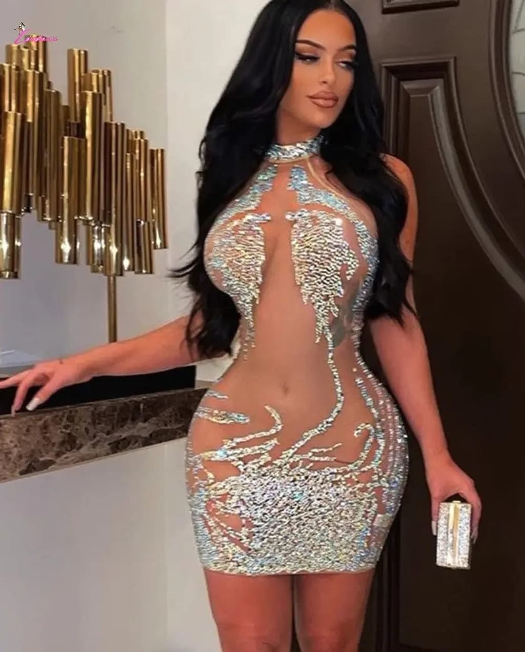 Crystal rhinestone mini dress - Epicplacess