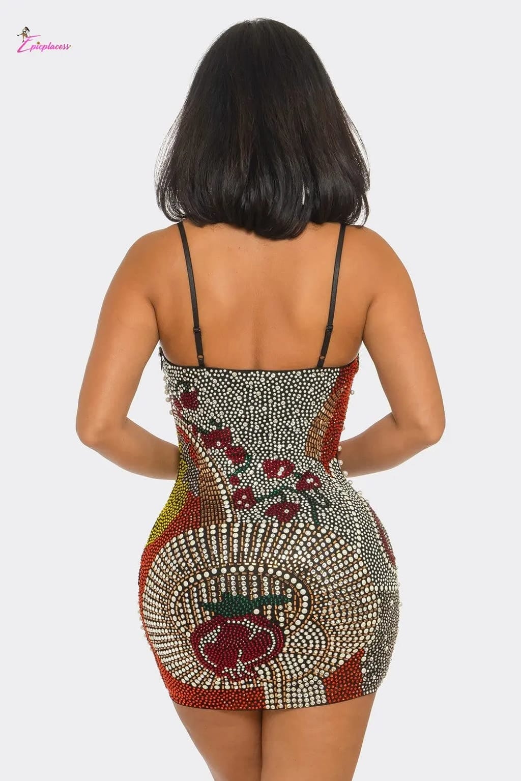 Rhinestone mini dress side view - Epicplacess