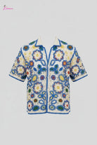 Crochet button-up shirt front view - Epicplacess