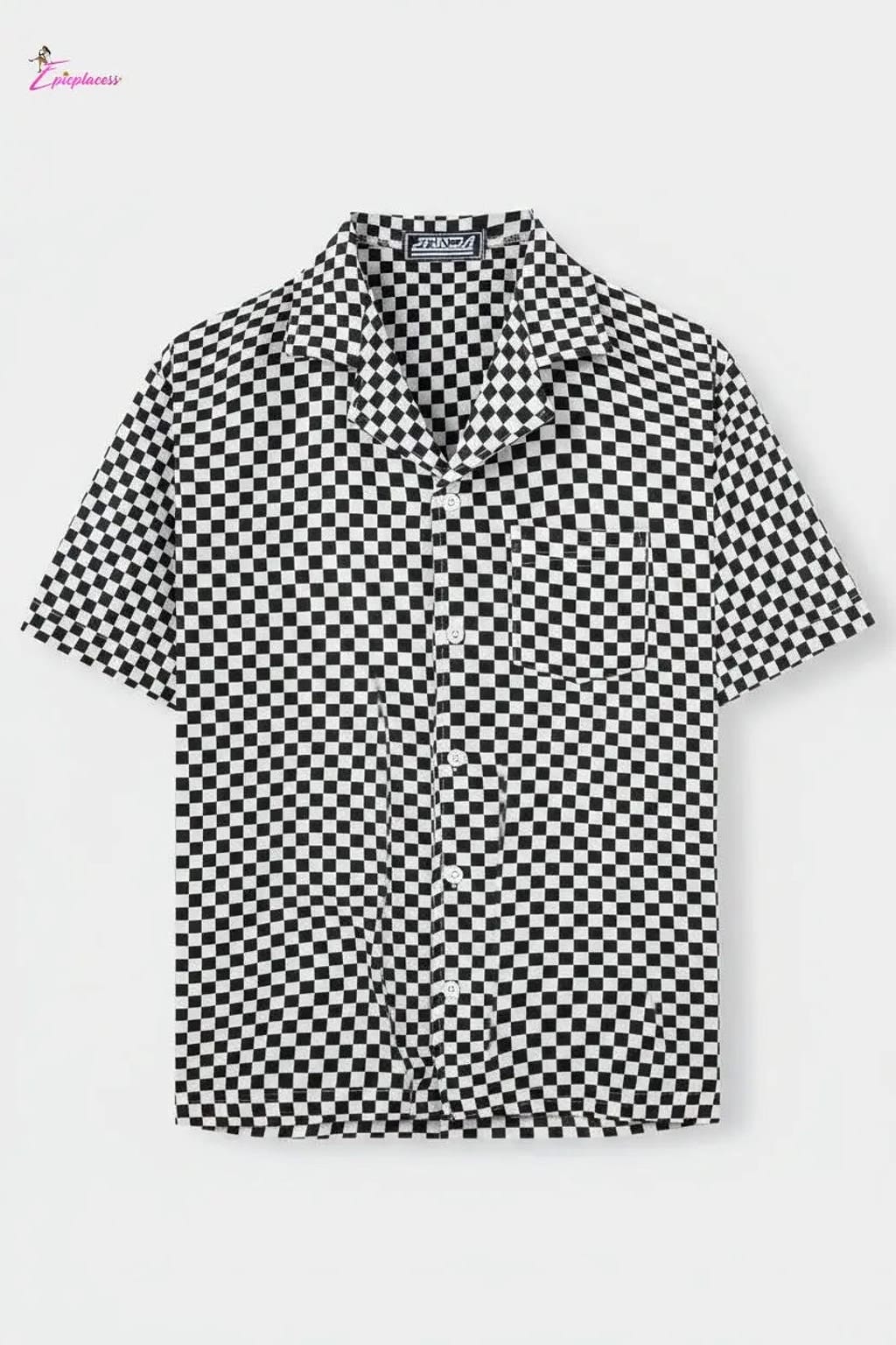 Checkerboard Cuban collar shirt - Epicplacess