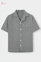 Checkerboard Cuban collar shirt - Epicplacess