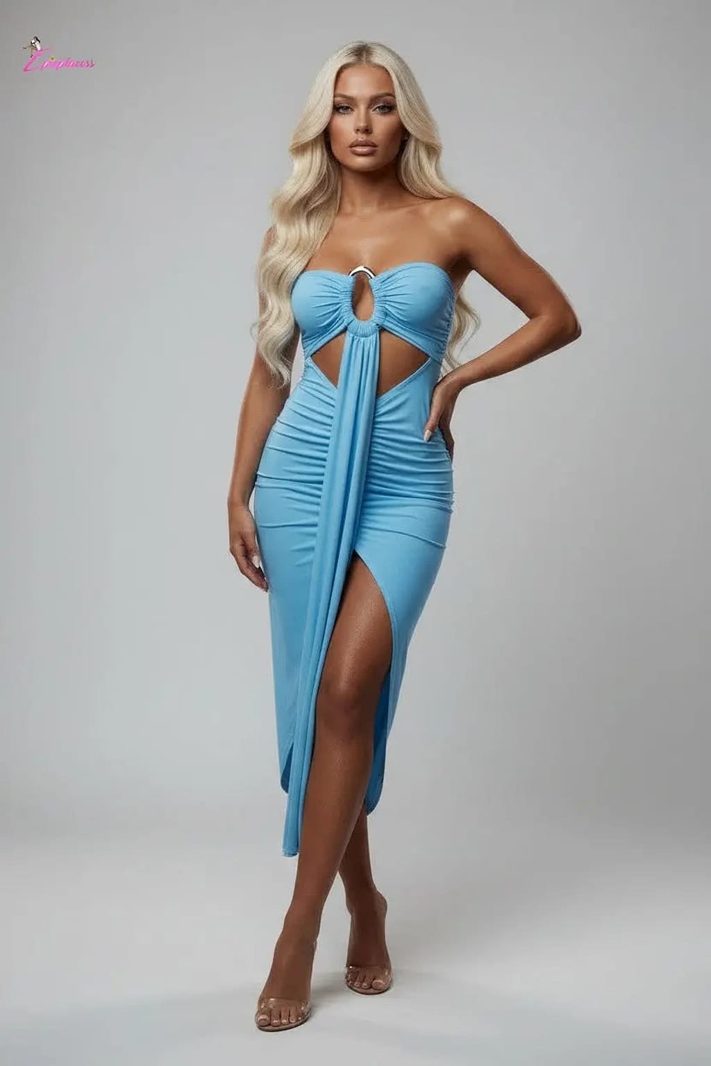 Ruched midi dress front view - Epicplacess