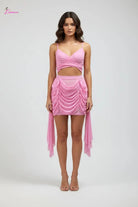Pink mini skirt set detail - Epicplacess