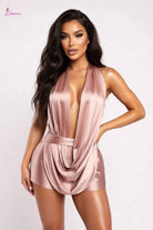 Draped cowl mini dress final detail - Epicplacess