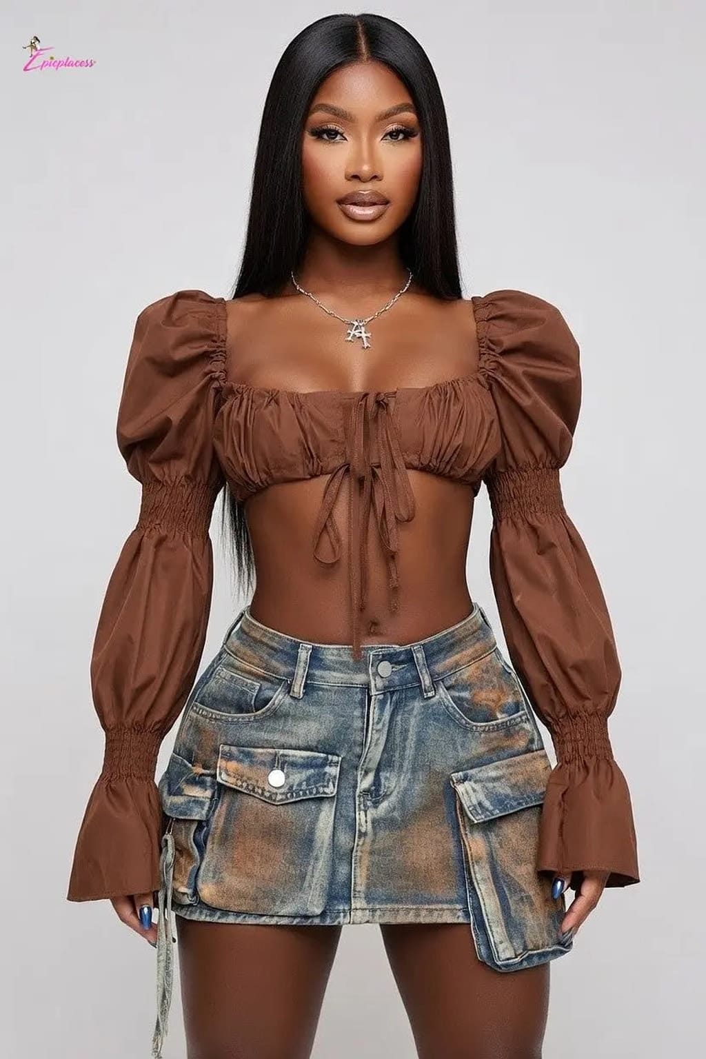 Denim cargo skirt final view - Epicplacess