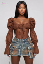 Denim cargo skirt front view - Epicplacess