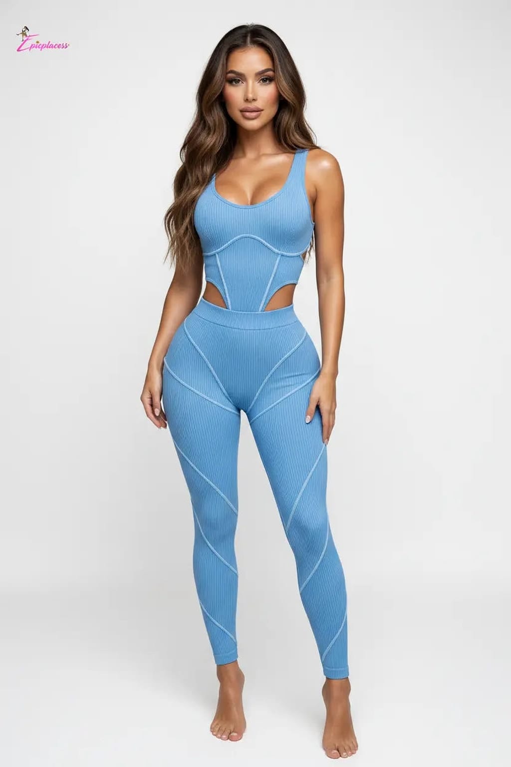 Ribbed seamless crop top and leggings set - Epicplacess