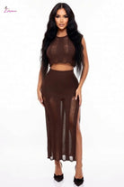 Distressed knit maxi skirt set - Epicplacess