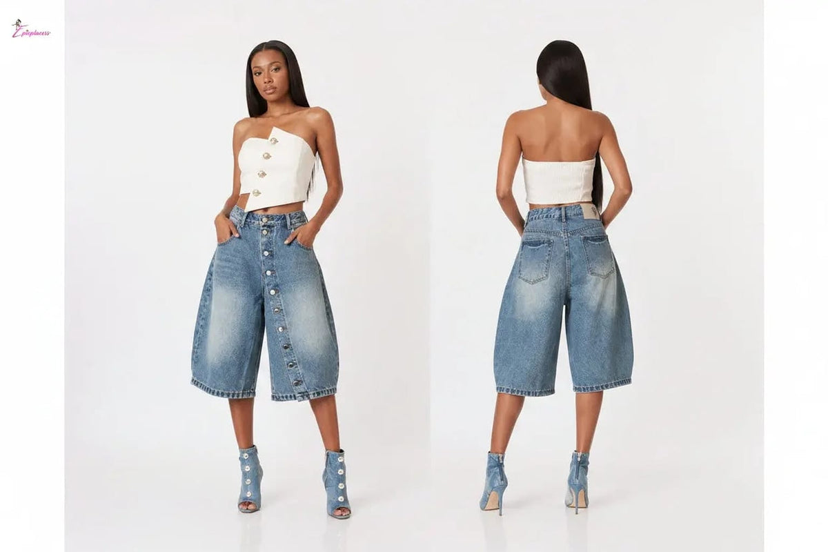 Wide leg denim culottes final view - Epicplacess