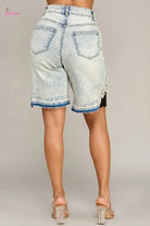 Patch detail denim bermuda shorts - Epicplacess