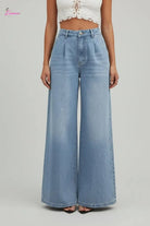 High-rise pleated wide-leg jeans - Epicplacess