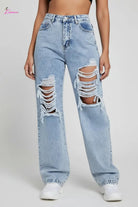 Distressed wide-leg jeans - Epicplacess
