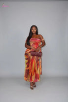 Rust gold maxi dress outfit view - Epicplacess