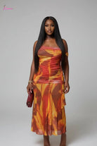 Rust gold maxi dress - Epicplacess