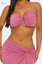 Ruched Halter Bra Top Twist-Front Maxi Skirt Set - Epicplacess