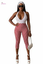 Retro polka dot halter jumpsuit - Epicplacess