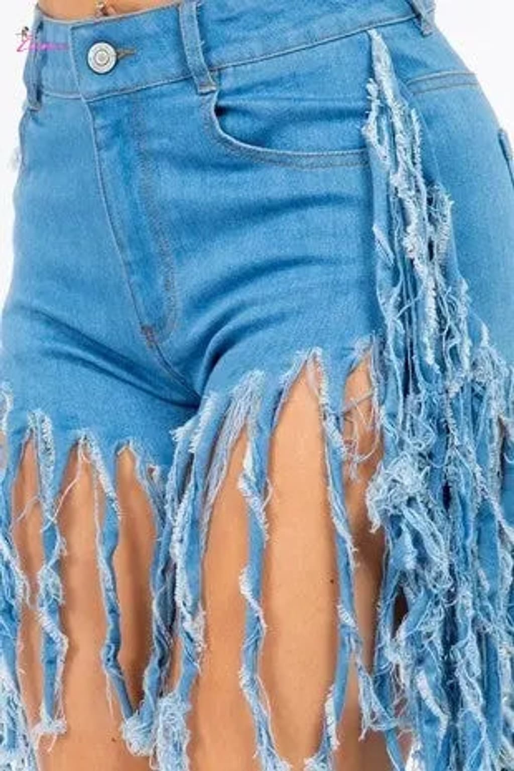 Wild fringe denim shorts back view - Epicplacess
