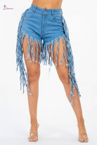 High-waist denim shorts front view - Epicplacess